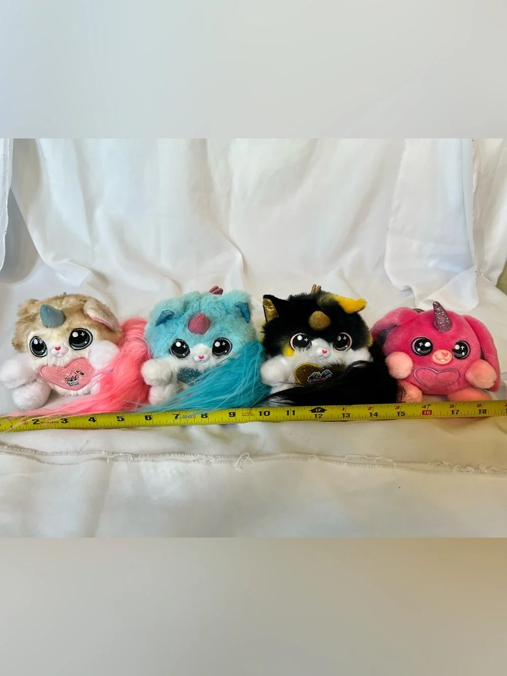 Set of  3 Rainbocorn Kittycorn & 1 bunnycorn miniature stuffed animals